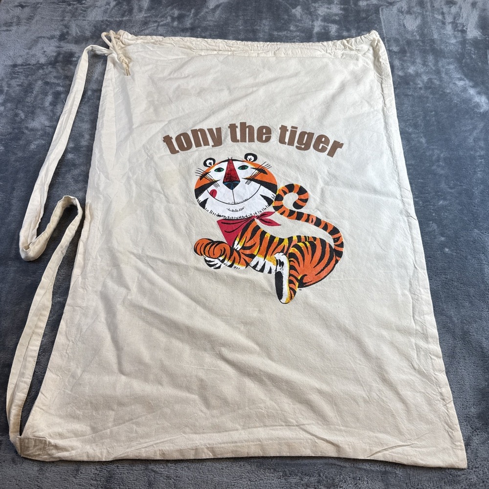 Vintage Tony The Tiger Laundry Bag Kellogg Frosted Flakes Canvas Drawstring 30in